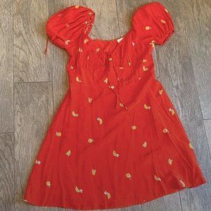 ASTR Lemon & floral print orange/red dress - size L